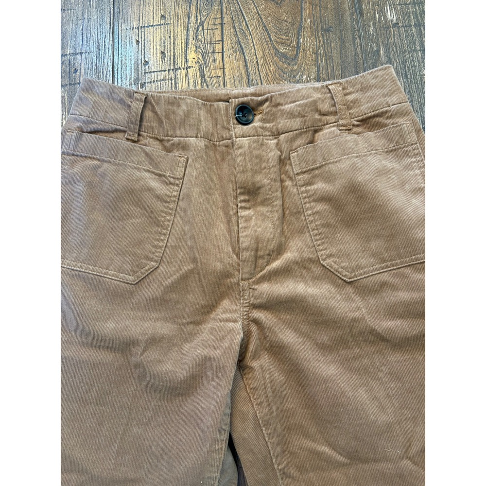 Quince Organic Stretch Corduroy Cropped Wide Leg Pants Womens 10 Warm Brown - Picture 6 of 11